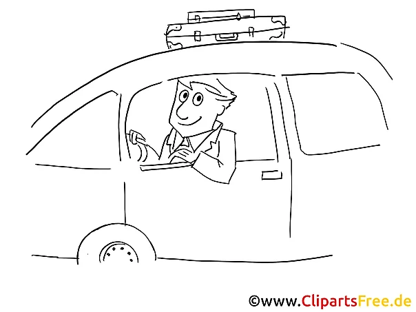 Trvaling by car clip art black and white, graphic, pic