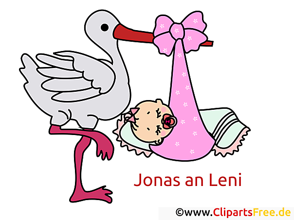 Storch bringt ein Kind Clipart, Comic, Bild, Illustration