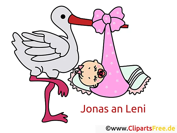 Storch bringt ein Kind Clipart, Comic, Bild, Illustration