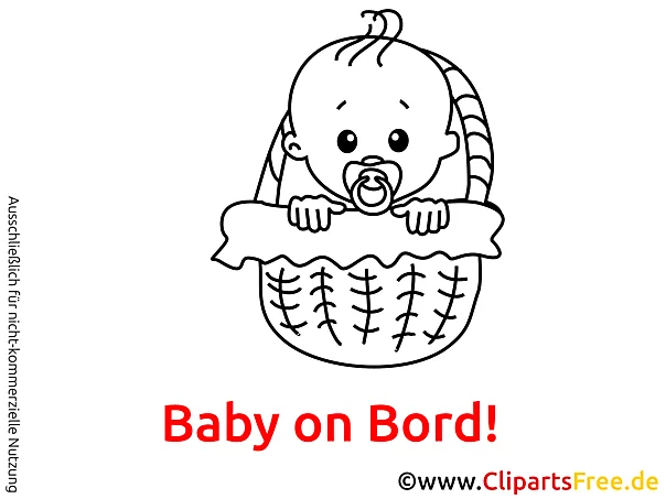 Baby im Korb Clipart, Bild, Cartoon, Grafik