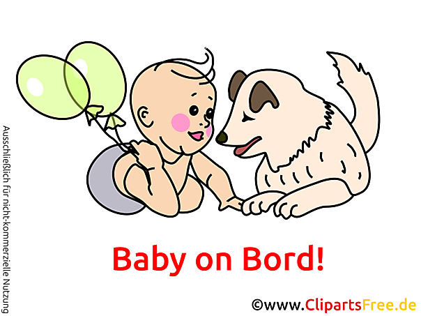 Baby und Hund on Bord Bild, Cartoon, Grafik, Clipart