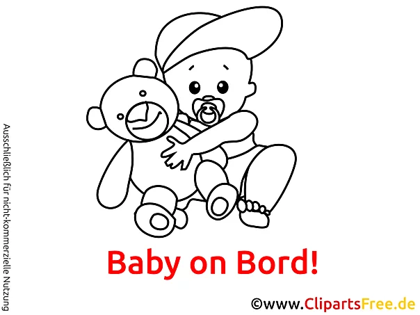 Schwarz-weiss Cartoon Baby on Bord
