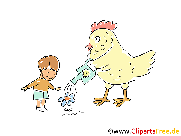 Hunh und Kind auf dem Baurnhof Clipart, Bild, Comic