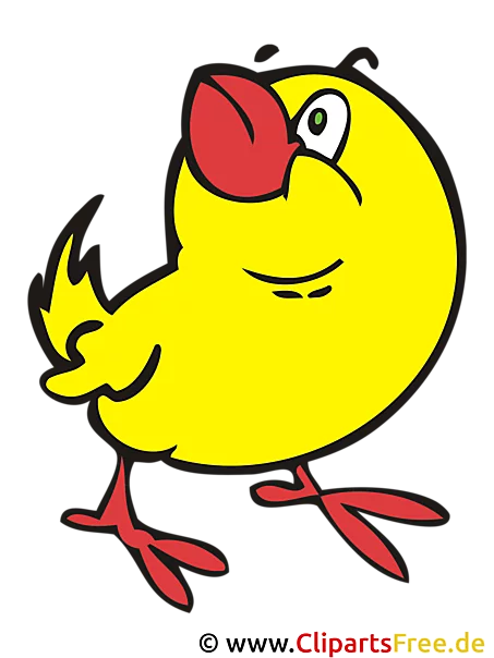 Küken gelb guckt oben links Clipart, Bild, Cartoon