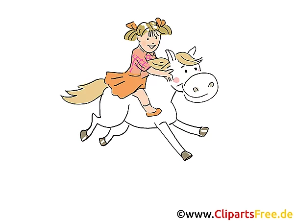 Mädchen reitet auf Pony Bild, Illustration, Grafik, Clipart