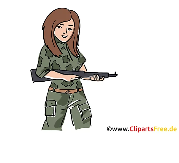 Frau bei Militär Clipart, Bild, Illustration kostenlos