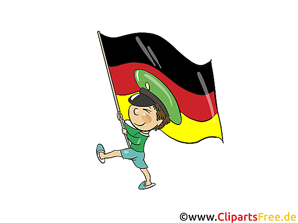 Junge in Uniform und deutscher Fahne Bild, Clipart, Illustration