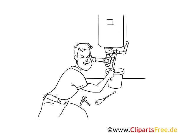 Anlagenmechaniker Sanitär- Heizungs- und Klimatechnik Clipart, Grafik, Bild schwarz-weiß