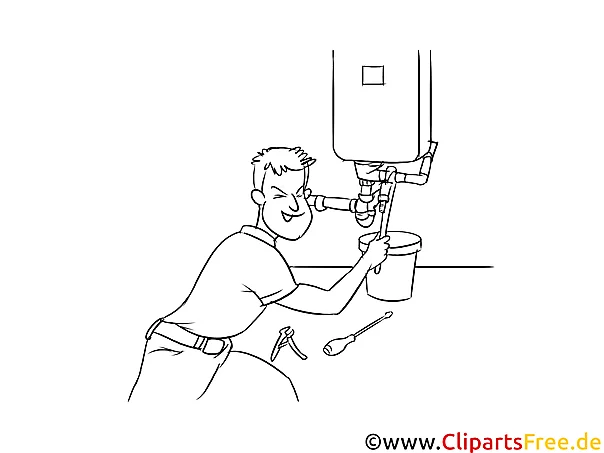 Anlagenmechaniker Sanitär- Heizungs- und Klimatechnik Clipart, Grafik, Bild schwarz-weiß