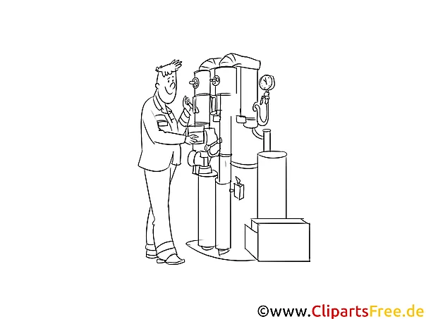 Ausbildung zum Anlagenmechaniker Clipart, Bild, Illustration schwarz-weiß