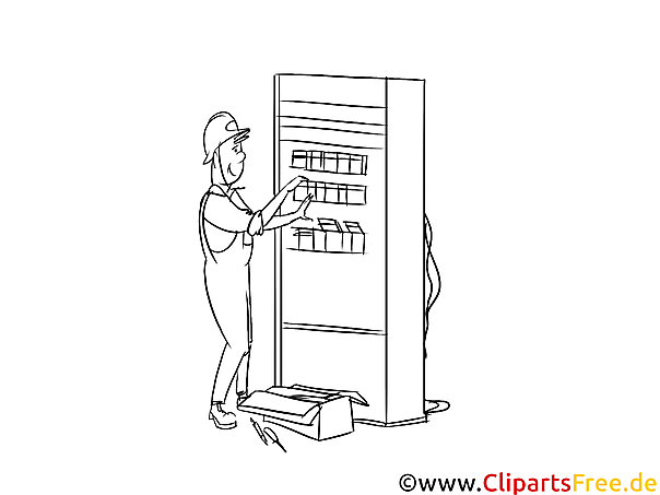 Automatenfachmann Clipart, Grafik, Bild schwarz-weiß