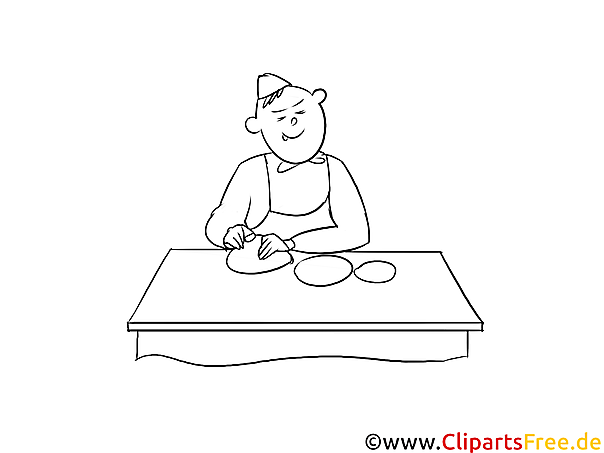 Bäcker Clipart, Grafik, Bild schwarz-weiß