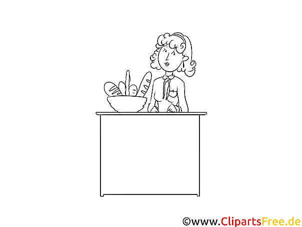 Bäckereifachverkäufer Clipart, Grafik, Bild schwarz-weiß