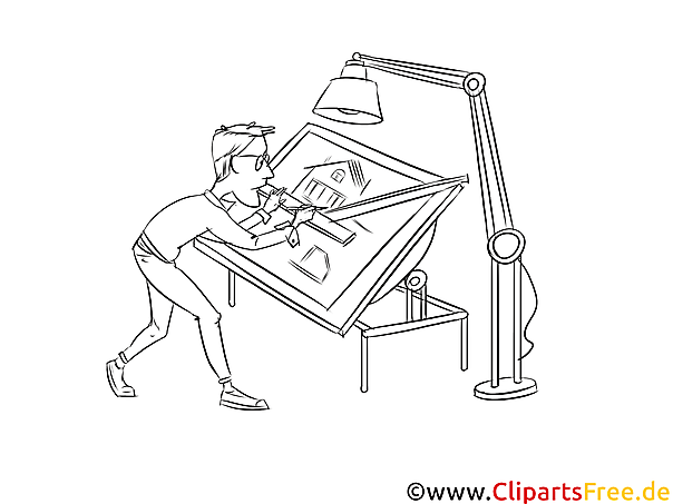 Bauzeichner Clipart schwarz weiß zum Thema Ausbildungsberufe