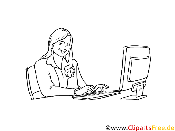 Bürokauffrau, Bürokaufmann Clipart, Grafik, Bild schwarz-weiß