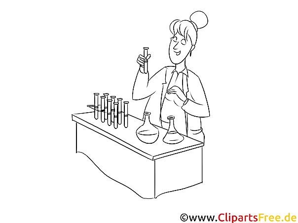 Chemielaborantin Clipart, Grafik, Bild schwarz-weiß