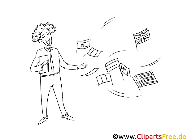 Dolmetscher Clipart, Grafik, Bild schwarz-weiß