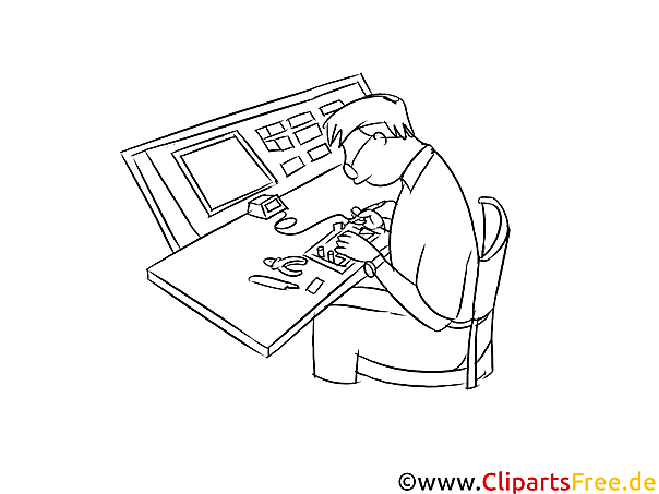 Elektroniker für Informations- und Systemtechnik schwarz weiß Clipart