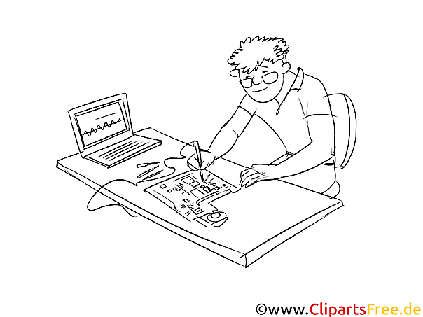 Elektrotechniker Clipart, Grafik, Bild schwarz-weiss