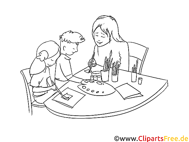 Erzieherin in KiGa Clipart schwarz weiß