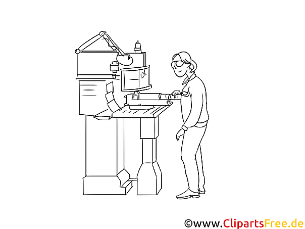 Fachkraft für Metalltechnik Clipart, Grafik, Bild schwarz-weiß