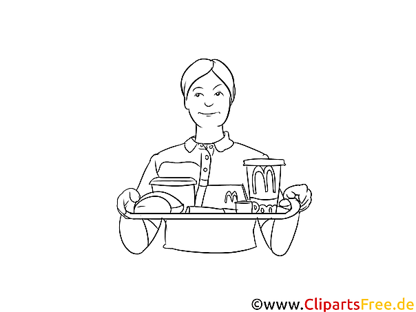 Fachmann für Systemgastronomie Clipart, Grafik, Bild schwarz-weiß