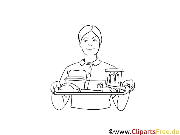 Fachmann für Systemgastronomie Clipart, Grafik, Bild schwarz-weiß