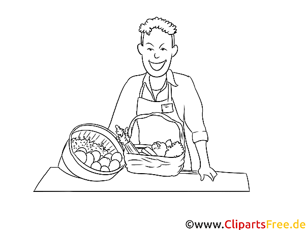 Fachverkäufer im Lebensmittelhandwerk druckbare schwarz-weiße Cliparts, Grafiken kostenlos