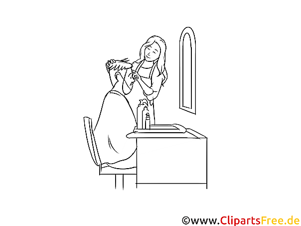 Friseurin Bild, Clipart, Grafik schwarzweiß