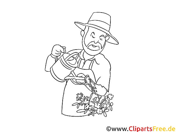 Gärtner Clipart in Schwarz-Weiß kostenlos