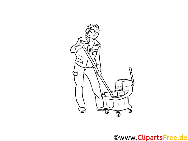 Gebäudereiniger druckbare schwarz-weiße Cliparts, Grafiken kostenlos