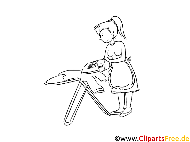 Hauswirtschafter druckbare schwarz-weiße Cliparts, Grafiken zum Thema Berufe