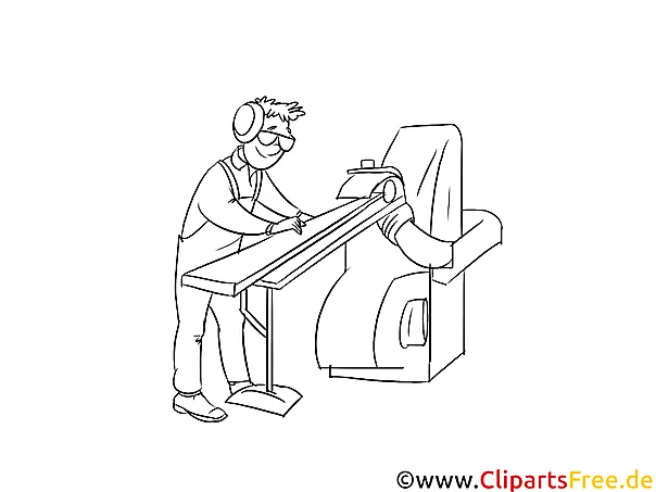 Holzmechaniker Clipart, Grafik, Bild schwarz-weiß