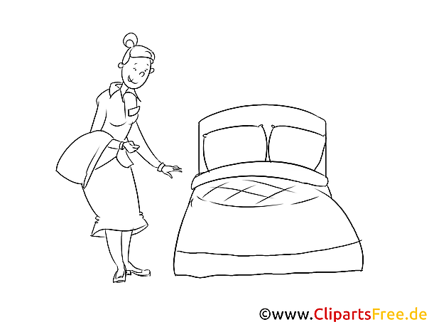 Hotelkauffrau Clipart, Grafik, Bild schwarz-weiß