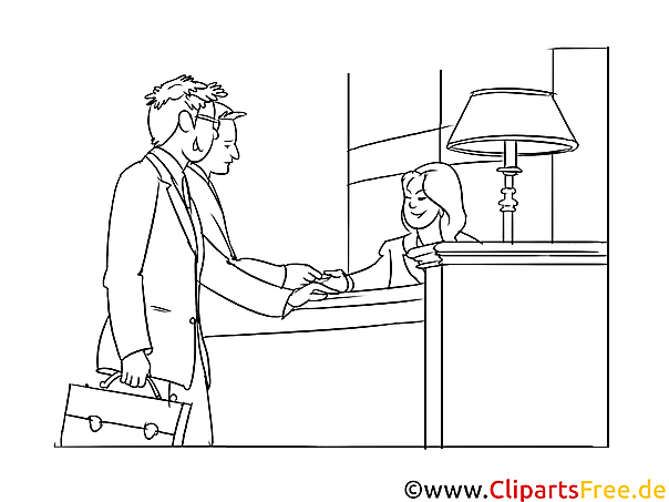 Hotelkaufmann Clipart, Grafik, Bild schwarz-weiß