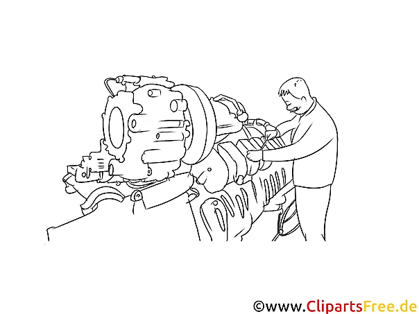 Industriemechaniker Clipart, Grafik, Bild schwarz-weiß