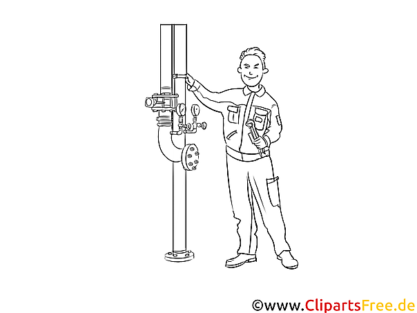 Industriemechaniker druckbare schwarz-weiße Cliparts, Grafiken kostenlos