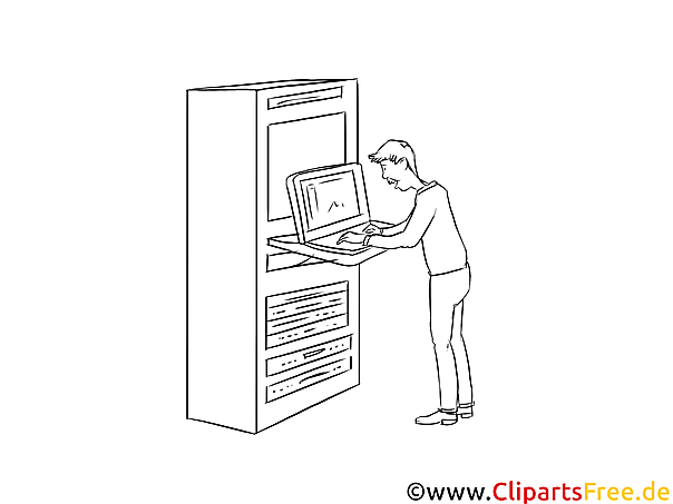 IT-Systemkaufmann druckbare schwarz-weiße Cliparts, Grafiken kostenlos