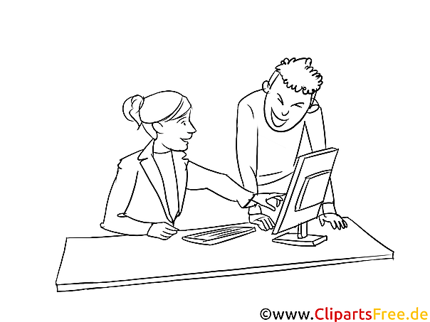 Kauffrau -mann für Büromanagement schwarz-weiß Clipart, Bild, Grafik