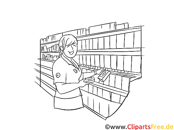 Kaufmann  im Einzelhandel schwarz weiße Strichzeichnungen, Bilder, Cliparts zum Thema Berufe