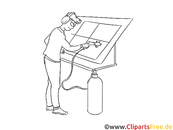 Lackierer schwarz-weiß Clipart, Bild, Grafik