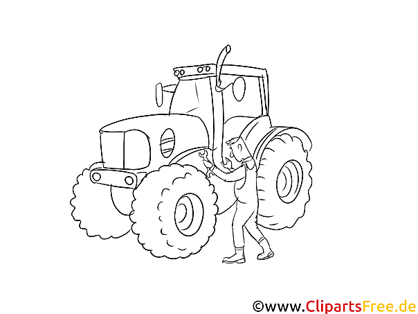 Land- und Baumaschinenmechatroniker Clipart, Grafik, Bild schwarz-weiß