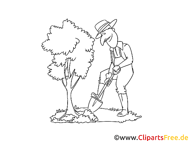 Landschaftsdesigner Clipart, Grafik, Bild schwarz-weiß