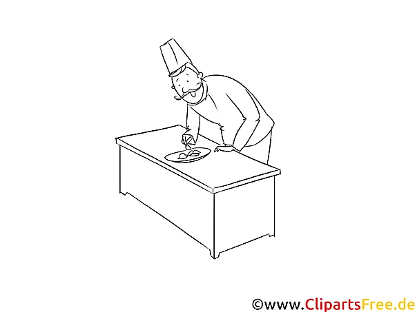 Schwarz weiß Clipart Ausbildung als Gastronomiefachmann