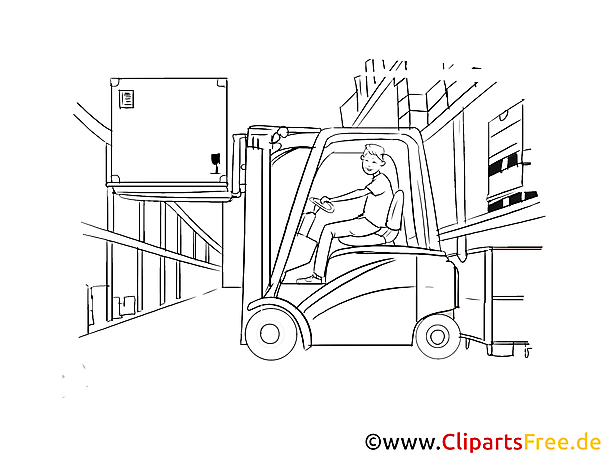 Staplerfahrer Clipart, Grafik, Bild schwarz-weiß