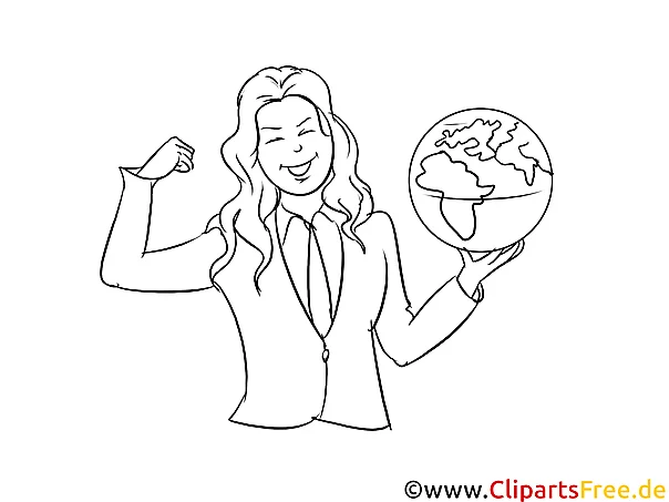 Tourismuskauffrau Clipart, Grafik, Bild schwarz-weiß