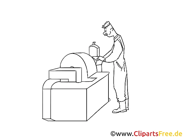 Verfahrensmechaniker Clipart, Grafik, Bild schwarz-weiß