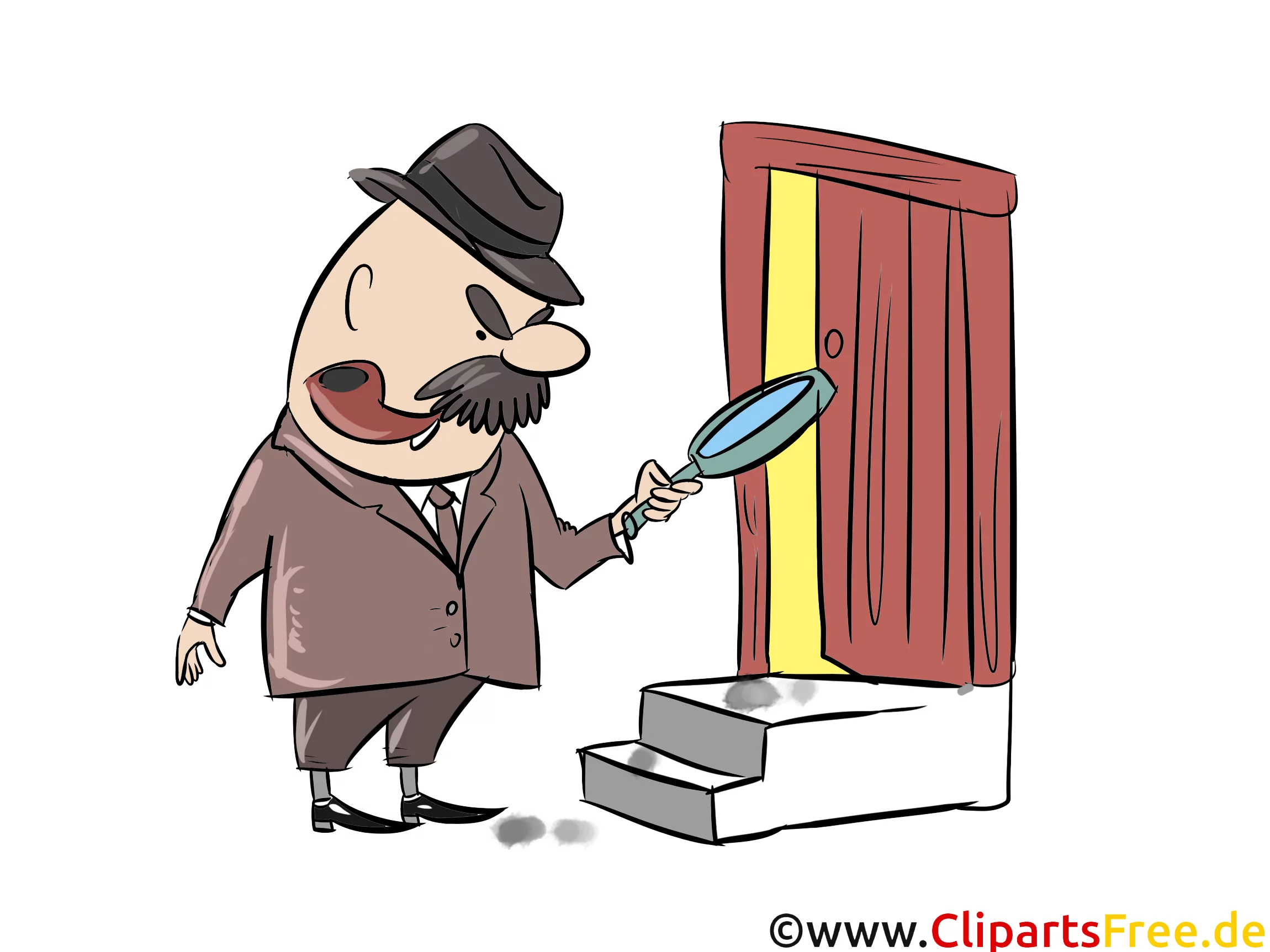 Clipart Detektiv auf der Suche nach Spuren