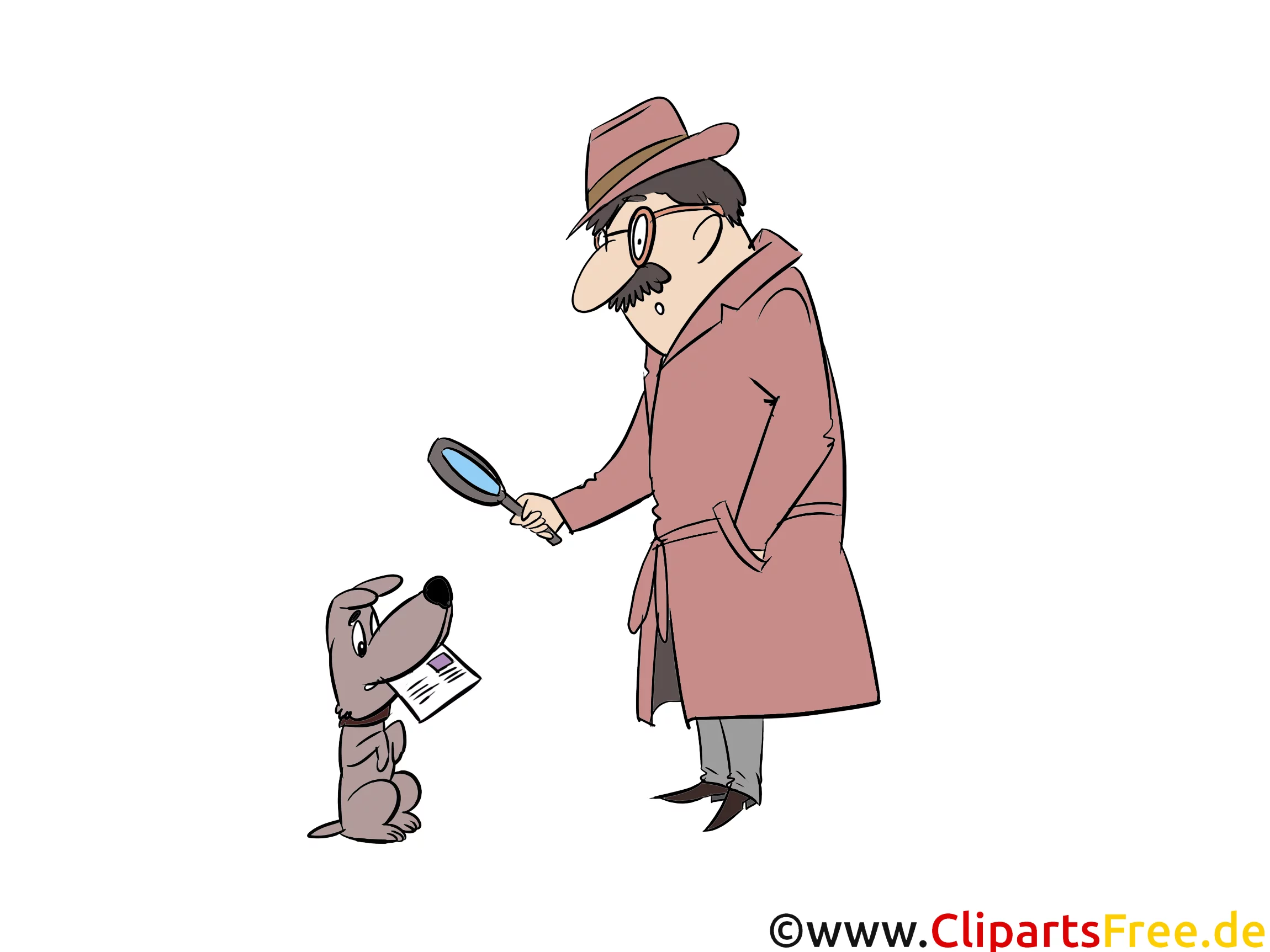 Detektiv mit Hund Illustration, Bild, Grafik, Bild