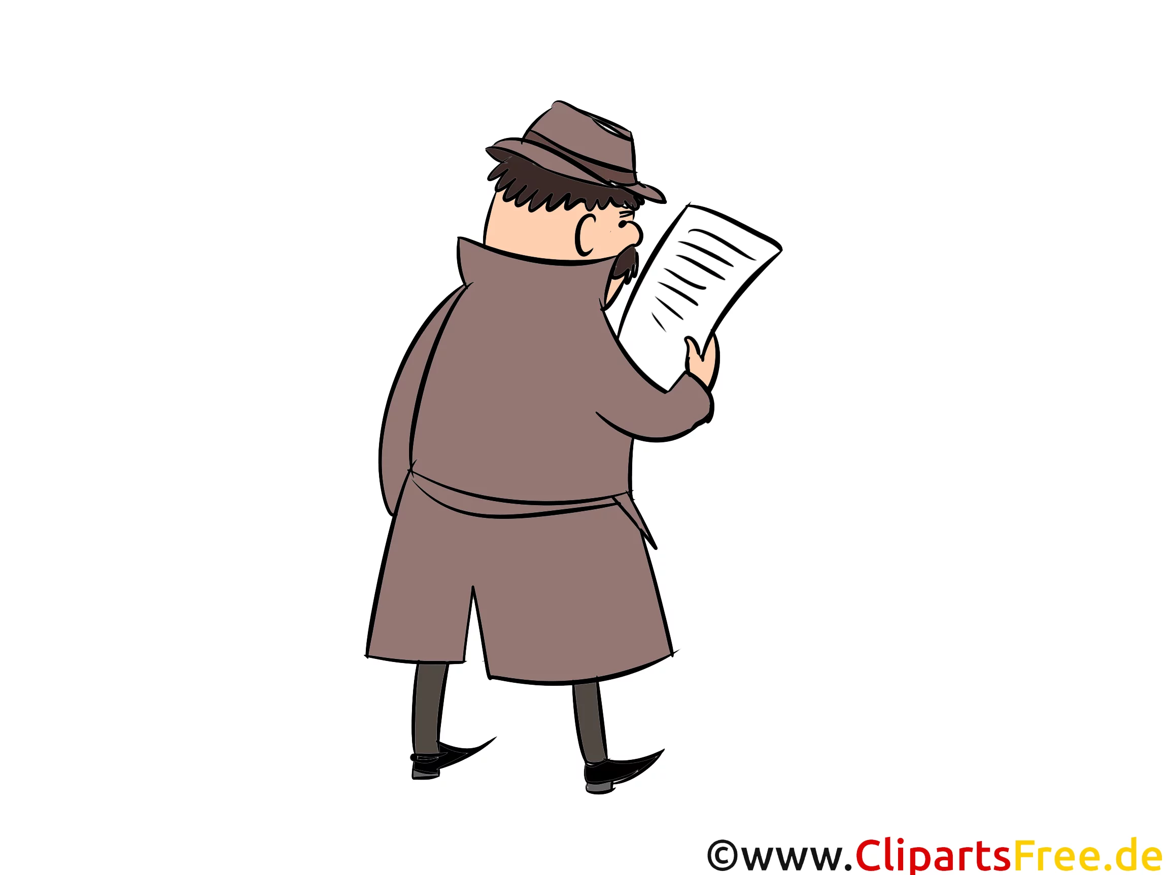 Mann im Regenmantel und Hut Clipart, Illustration, Bild, Comic